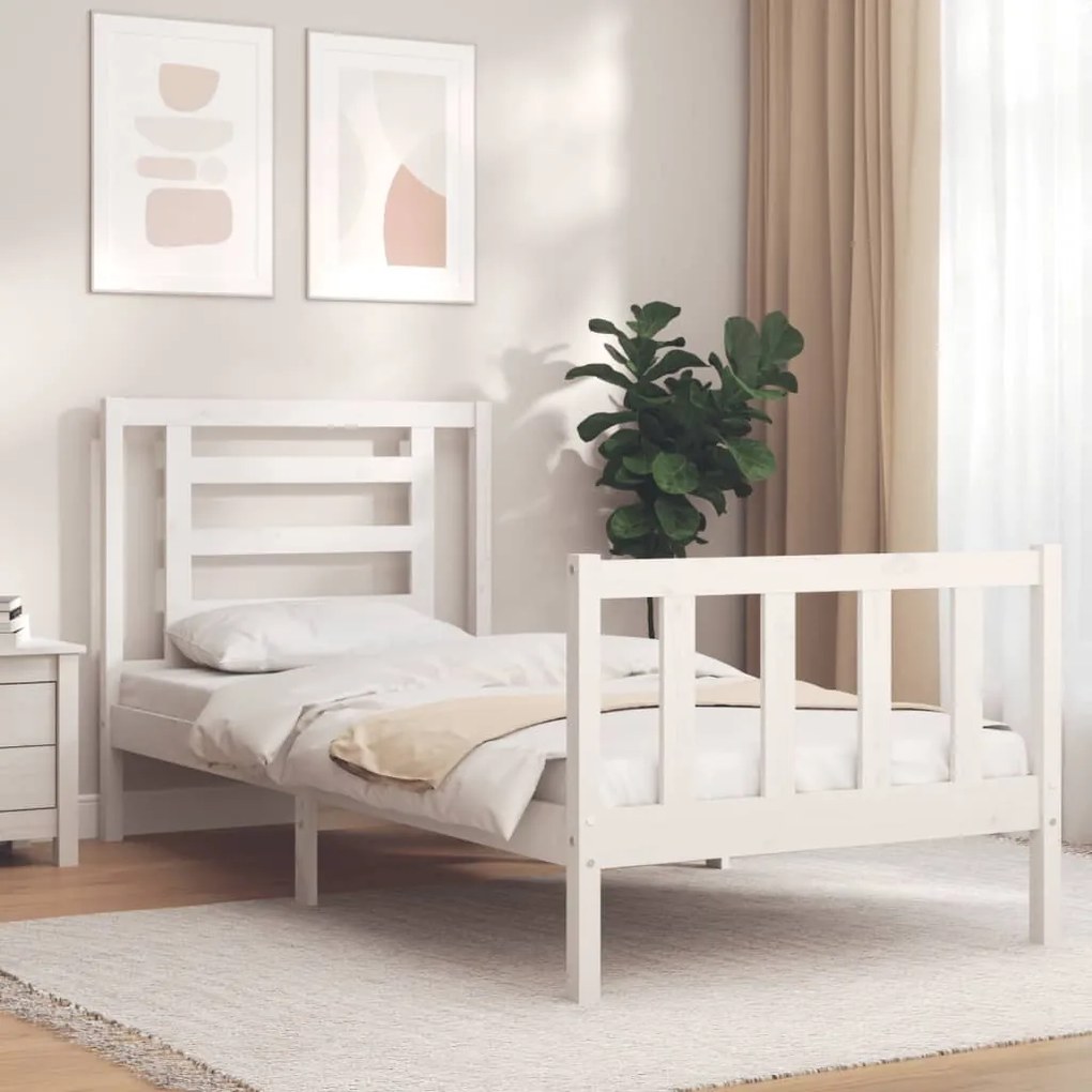 Giroletto con testiera bianco small single legno massello
