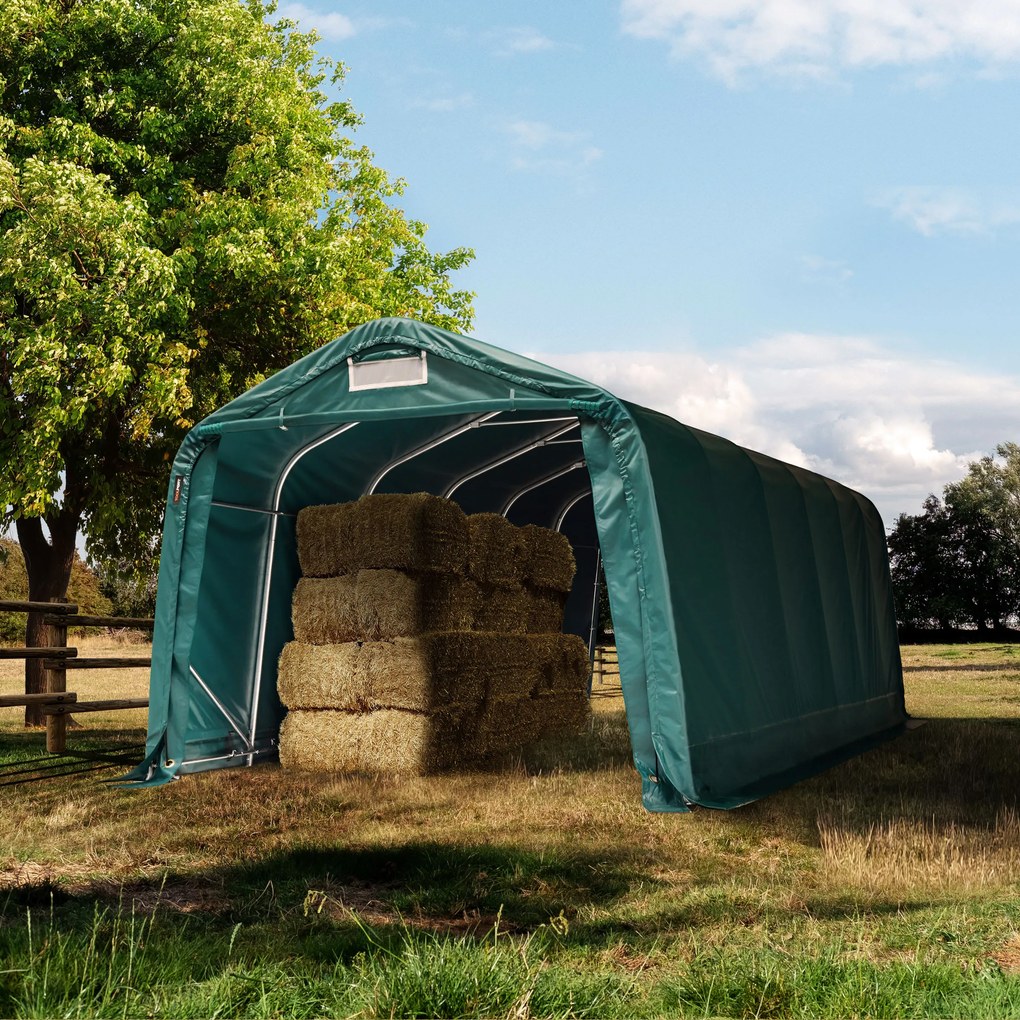 TOOLPORT Tenda da pascolo 3,3x7,2m, verde scuro, Telo in PVC, fissaggio per cemento - (99553)