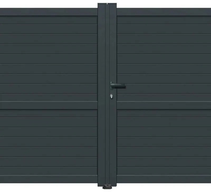 Cancello manuale a braccio articolato e a martinetto GARDENGATE Lima battente in alluminio, apertura a destra, L 350 x H 153.6 cm, di colore grigio antracite