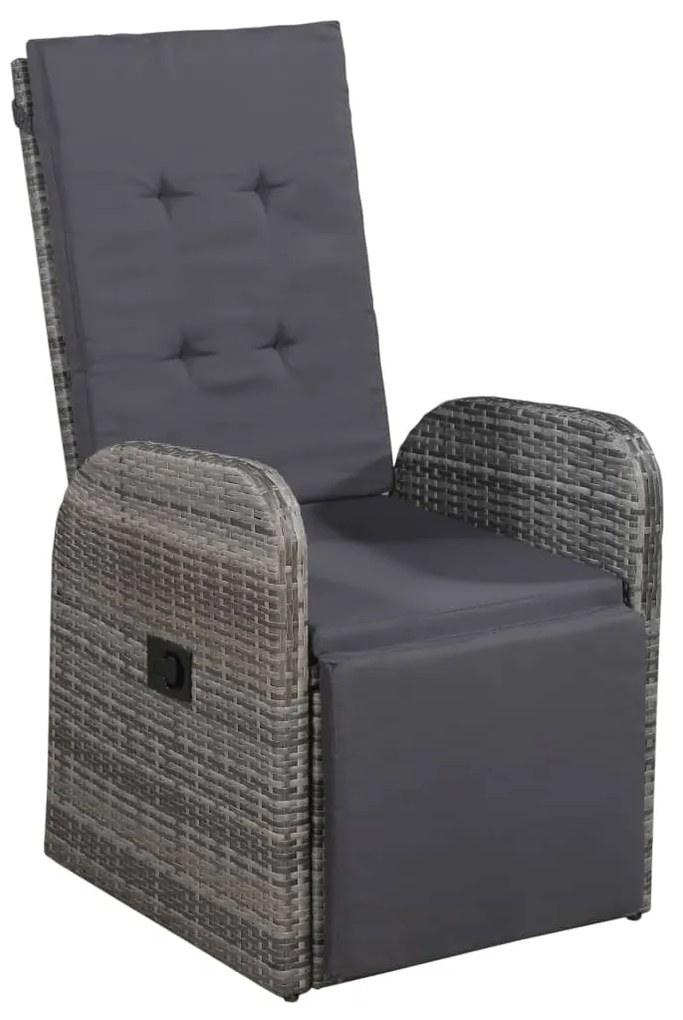 Set da Bistrot 3 pz con Cuscini in Polyrattan Grigio