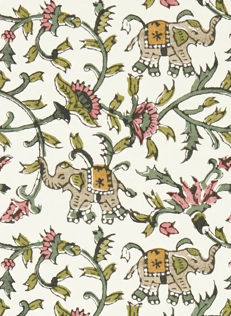 Clarke & Clarke Carta da parati Hathi - Sage/ Blush