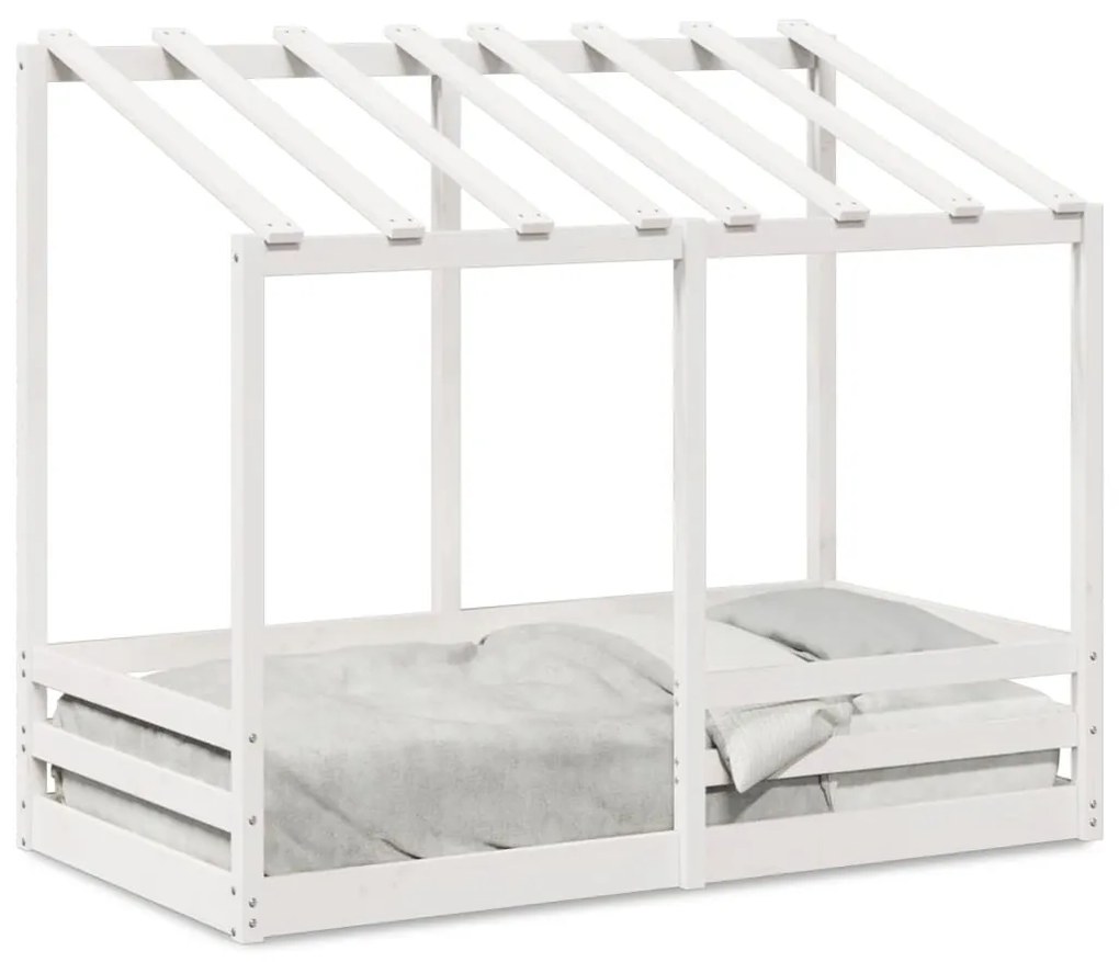 Letto per bambini con tetto bianco 70x140cm legno massello pino