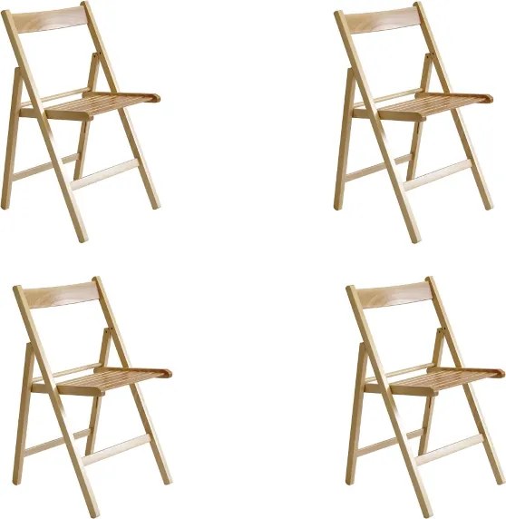 Sedia richiudibile per campeggio casa giardino in legno massello Naturale set 4