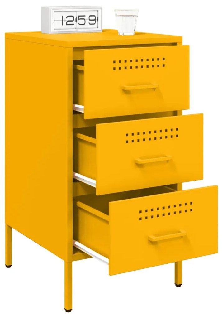 Comodino giallo senape 36x39x68cm in acciaio laminato a freddo