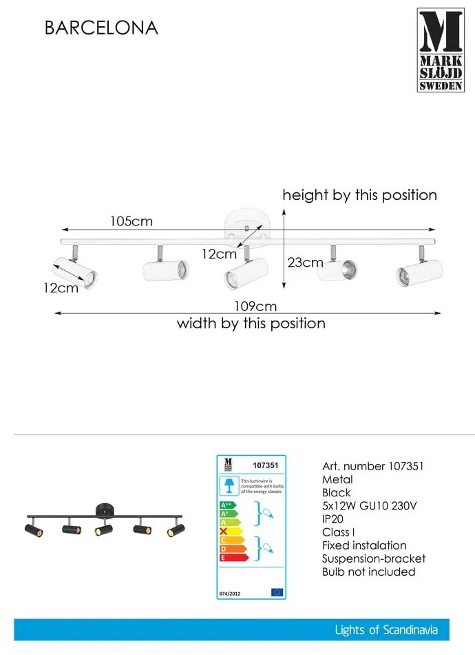 Apparecchio da soffitto nero Barcelona - Markslöjd