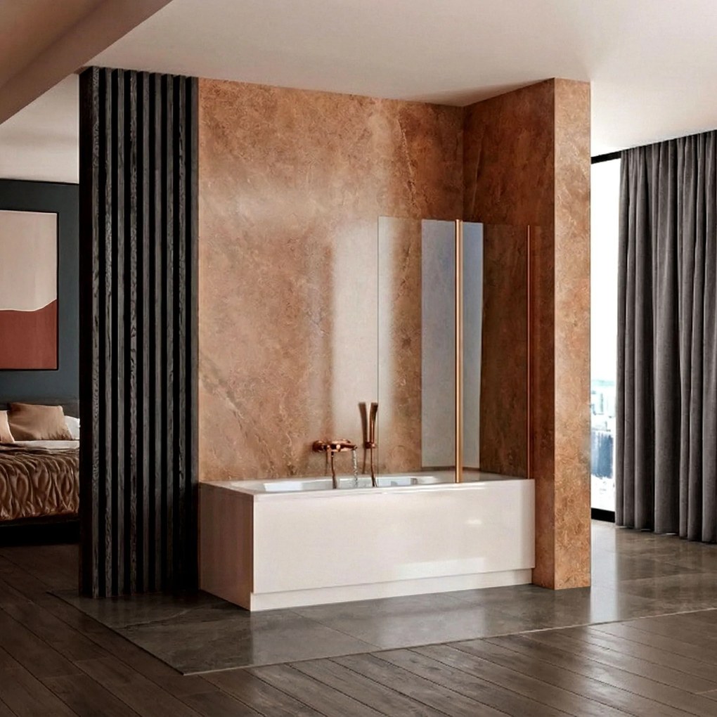 Schermo vasca pieghevole Rea Agat-2 100 Brush Copper