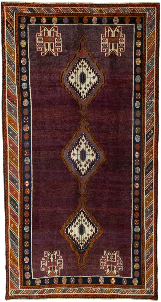 Shiraz Tappeto 290x150 Rosso (Iran) Annodato A Mano