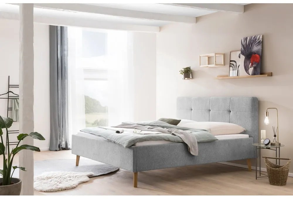 Letto matrimoniale imbottito grigio chiaro rete non inclusa 180x200 cm Smart – Meise Möbel
