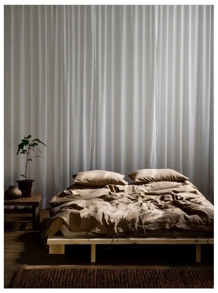 Letto matrimoniale in legno di pino con griglia color naturale 160x200 cm Japan - Karup Design