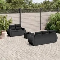 Set Divano da Giardino 6 pz con Cuscini Nero in Polyrattan 3253432