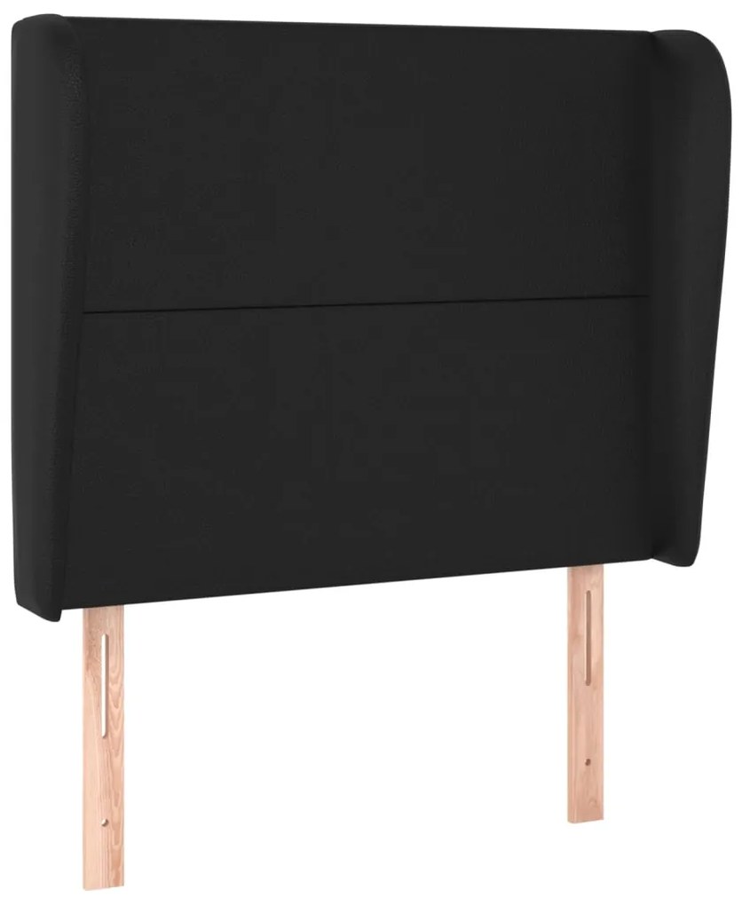 Testiera ad orecchio nera 103x23x118/128 cm in similpelle