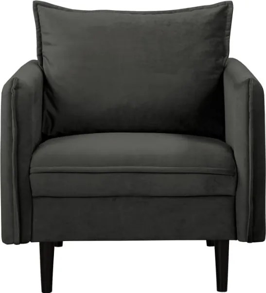 Poltrona grigio scuro con rivestimento in velluto Juli – Ropez