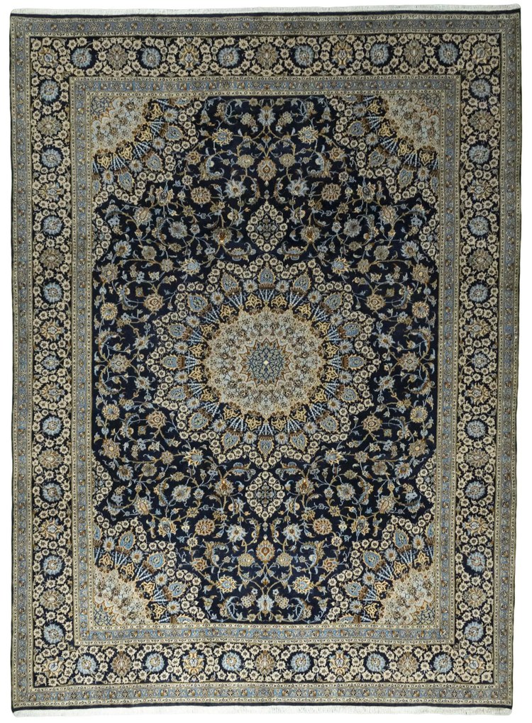 Kashan Tappeto 310 x 420 Blu (Iran) Annodato A Mano