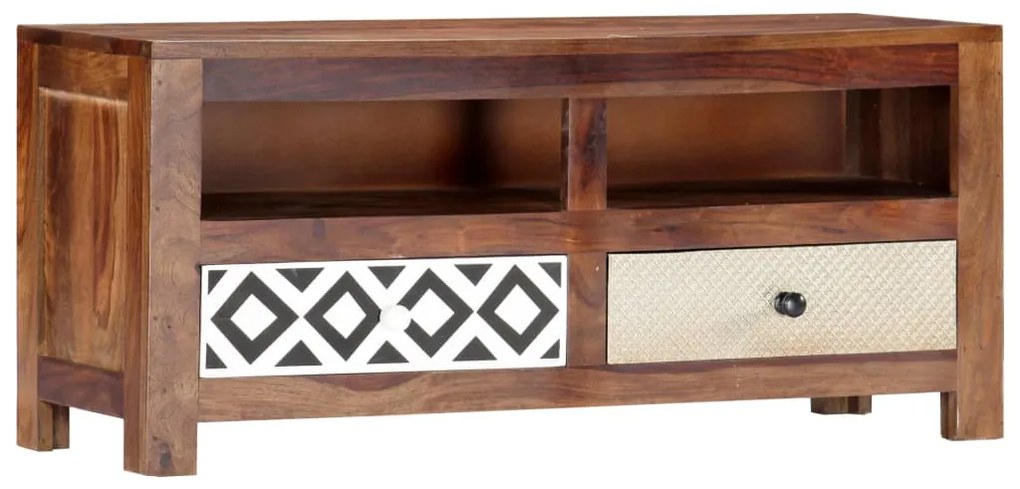 Mobile Porta Tv 90x30x40 Cm İn Legno Massello Di Sheesham /