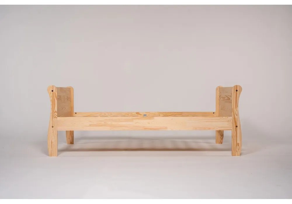 Letto da bambini di colore naturale in pino massiccio con rete inclusa 90x190 cm Roma – Adeko