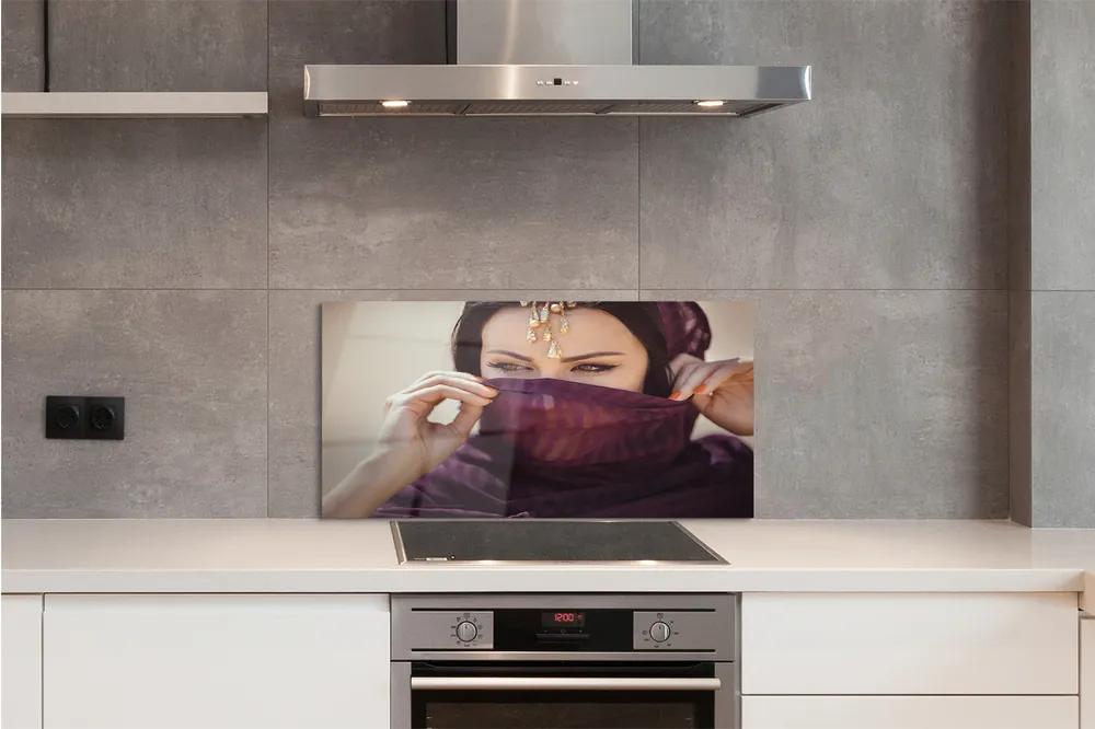 Pannello rivestimento cucina Tessuto donna viola 100x50 cm