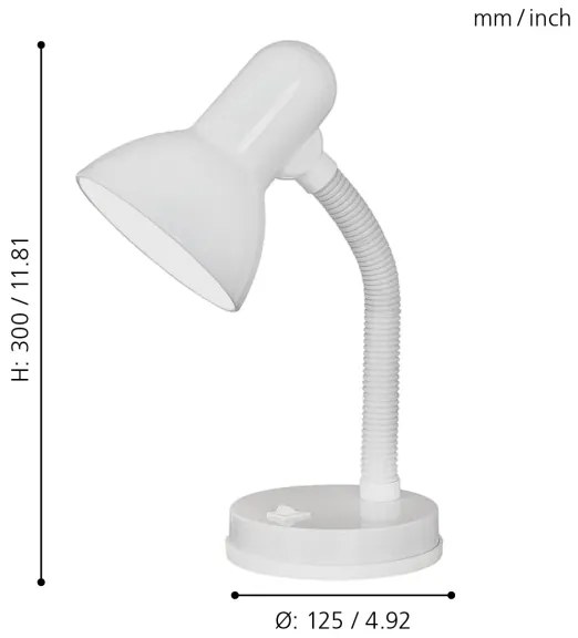 EGLO 9229 - Lampada da tavolo BASIC 1xE27/40W bianco