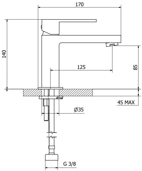 Teorema Pillar Set Miscelatori Monocomando Lavabo Bidet click clack E Vasca con doccetta Nero Opaco