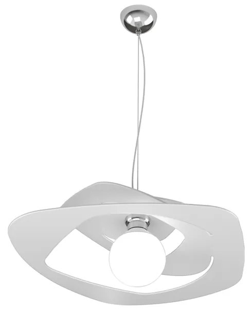 Sospensione Moderna Warped Metallo Bianco 1 Luce E27 D.50Cm