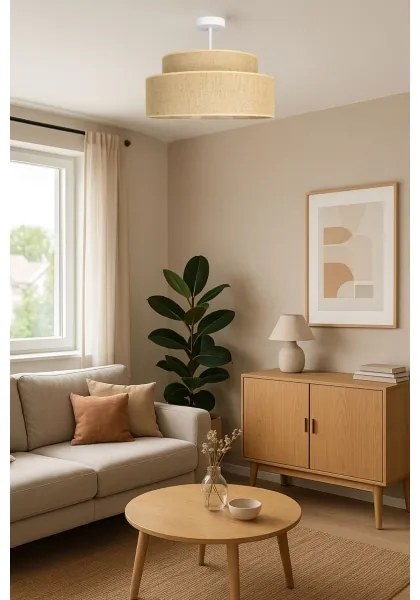 Lampadario a plafone BOHO 1xE27/60W/230V diametro 40 cm beige