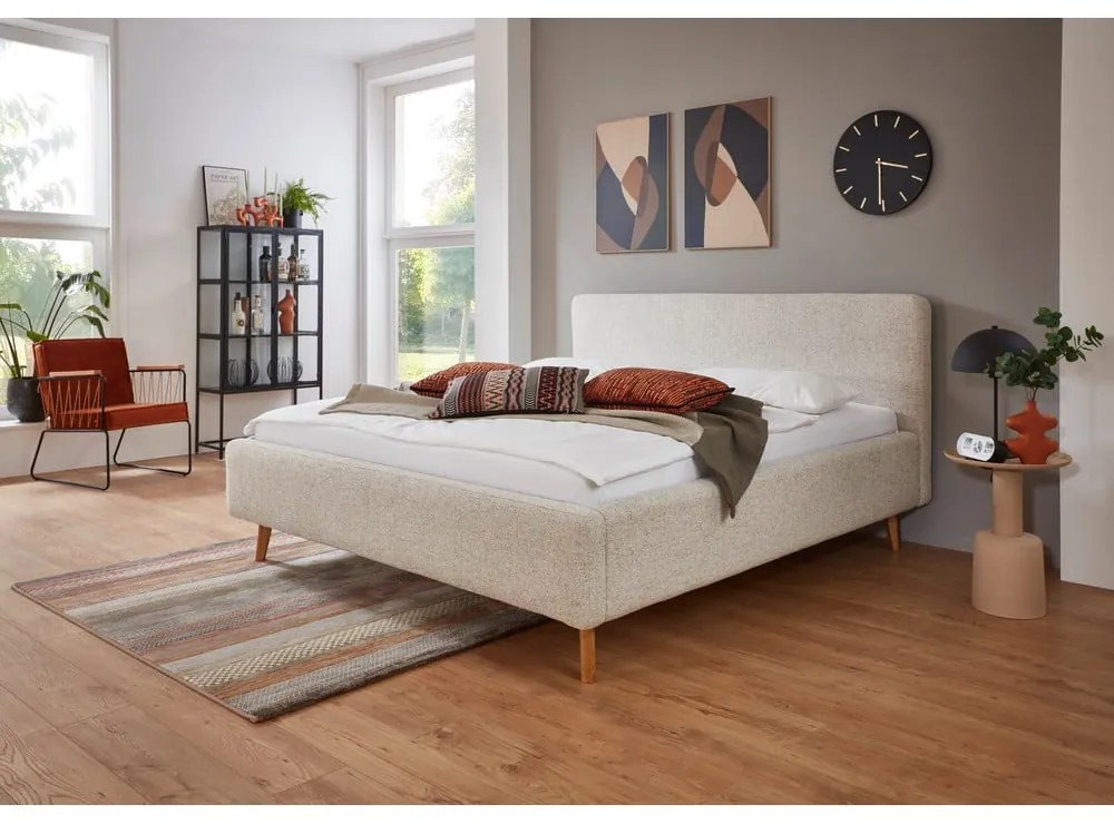 Letto matrimoniale imbottito beige rete non inclusa 160x200 cm Mattis – Meise Möbel