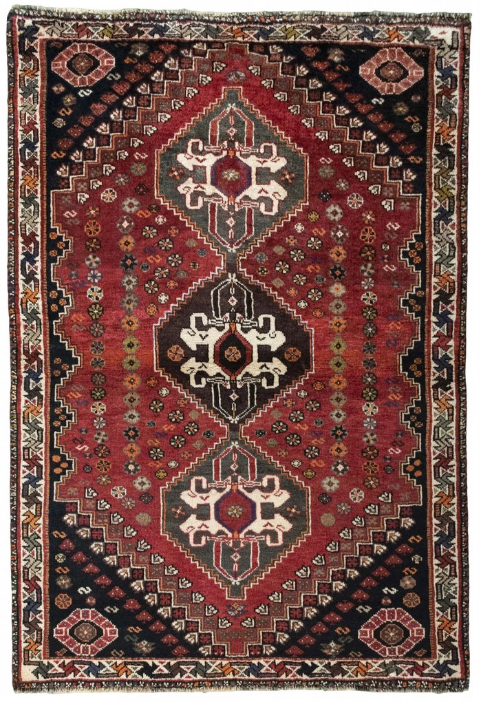 Shiraz Tappeto persiano 160 x 110 Rosso (Iran) Annodato A Mano