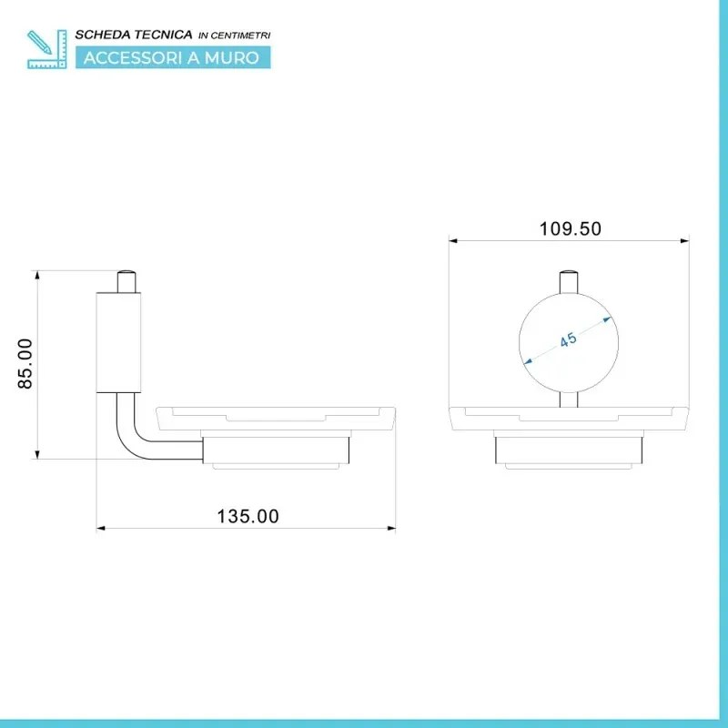 Set accessori a muro 6 pezzi in acciaio cromato e viti incluse Plaza