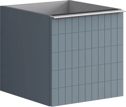 Cassettiera Pixel con 2 cassetti (1 interno) frontale Grid laccato opaco indaco e maniglia alluminio brillante L.40 H.40 P.45,5 cm.