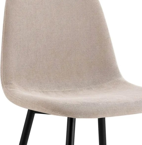 Sedia Da Pranzo Moderna In Tessuto Khaki Gambe Nere Irene - Set da 4 Pezzi
