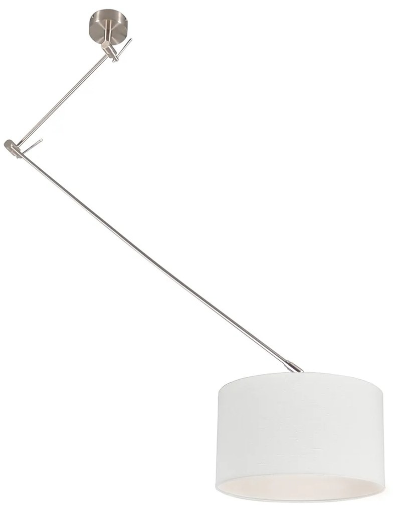 Lampada a sospensione intelligente in acciaio con paralume bianco 35 cm incl. Wifi A60 - Blitz