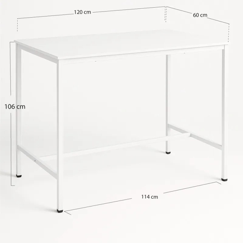 Tavolo Biro Alto Rettangolare - Bianco