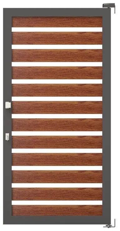 Cancello manuale battente ALBA Maia120-40 in alluminio, reversibile, L 100 x H 190 cm, di colore rovere dorato