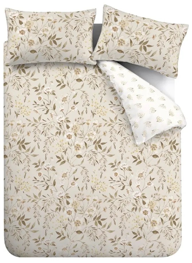 Set copripiumino e federa bianco e beige per letto matrimoniale 200x200 cm Isadora Floral – Catherine Lansfield