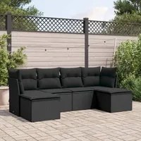 Set Divano da Giardino 6 pz con Cuscini Nero in Polyrattancod mxl 88584