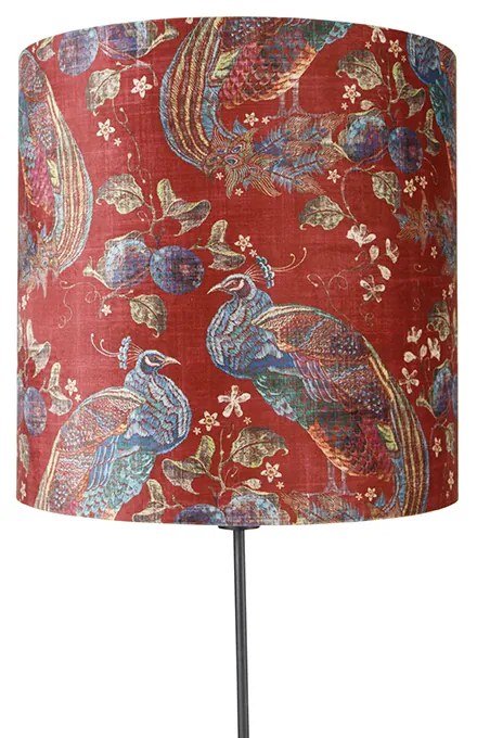 Lampada da terra con paralume nero design pavone rosso 40 cm - Parte