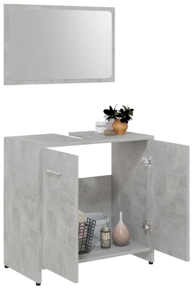 Set mobili da bagno grigio cemento in legno multistrato