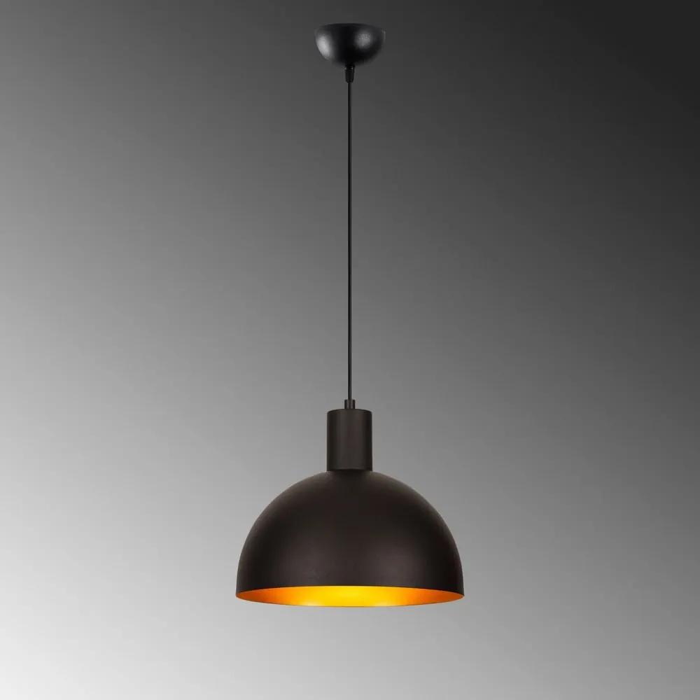 Lampada a sospensione in nero e oro con paralume in metallo ø 30 cm Sivani - Opviq lights