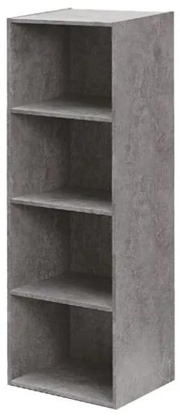 Libreria in legno 4 ripiani scaffale Cemento L 40 x H 29 x H 132 cm