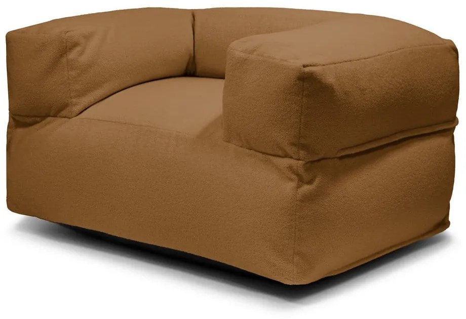 Puof a sacco marrone con rivestimento in bouclé MooG – SLOWDOWN