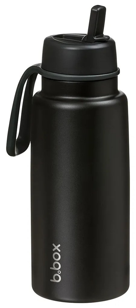 Bottiglia termica in acciaio inox con cannuccia 1l - nera