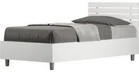 Letto Singolo 80x190 cm con Rete e Contenitore Ankel Testata Doghe Dritta Bianco Frassino