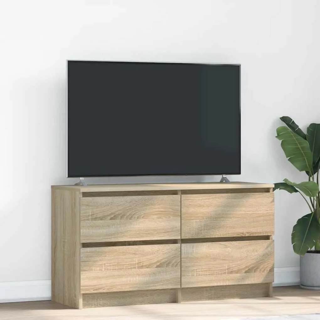 Mobile Porta Tv Rovere Sonoma 100x35x54 Cm İn Legno Multistrato /