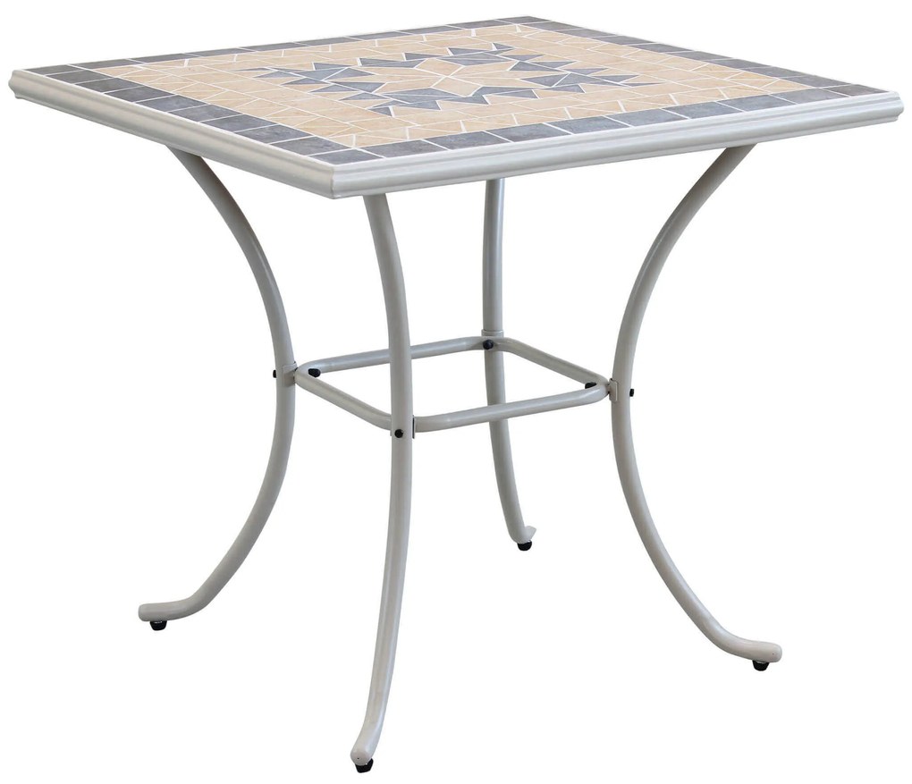 VENTUS - set tavolo in alluminio e teak cm 80 x 80 x 74 h con 4 sedie Ventus