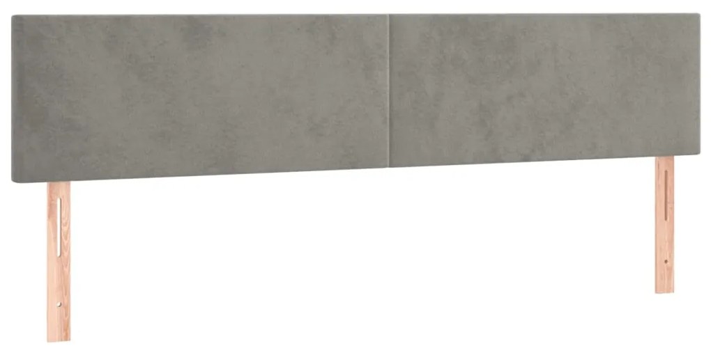 Testiera a led grigio chiaro 200x5x78/88 cm in velluto