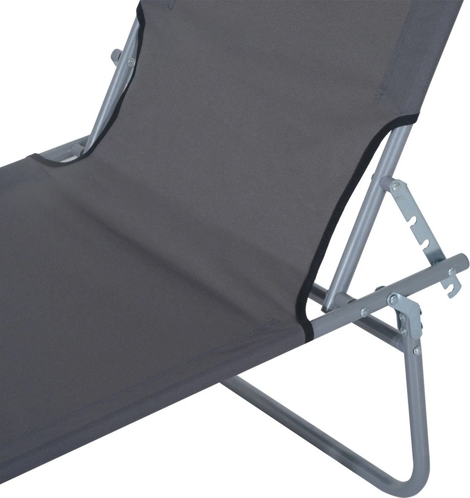 Lettino Prendisole in Ferro Pieghevole Reclinabile con Tettuccio Parasole Oxford Grigio...