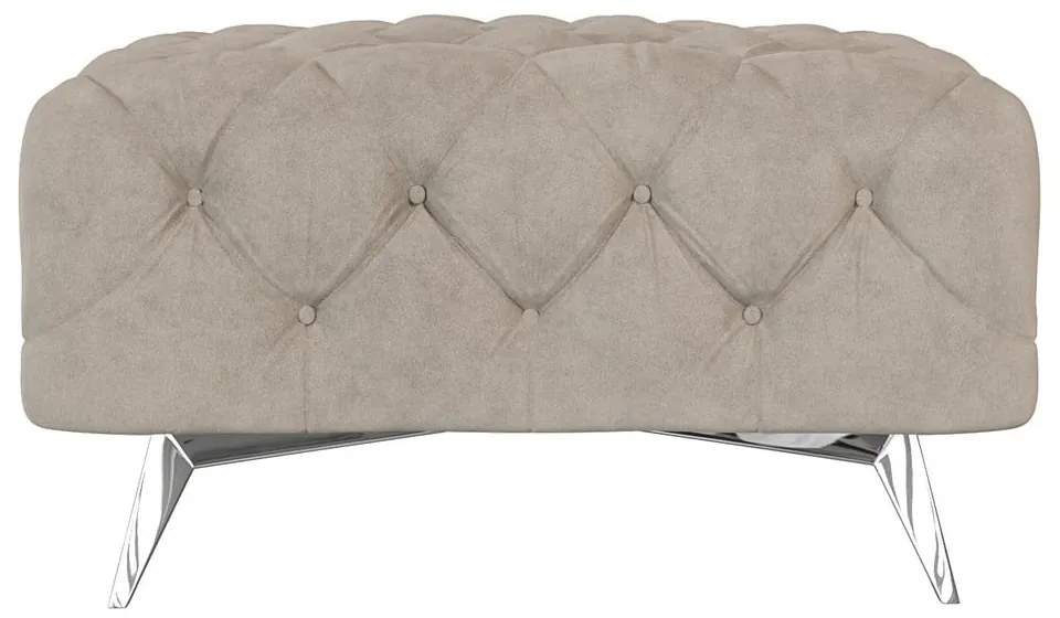 Poggiapiedi greige con rivestimento in velluto Chelsea – Ropez