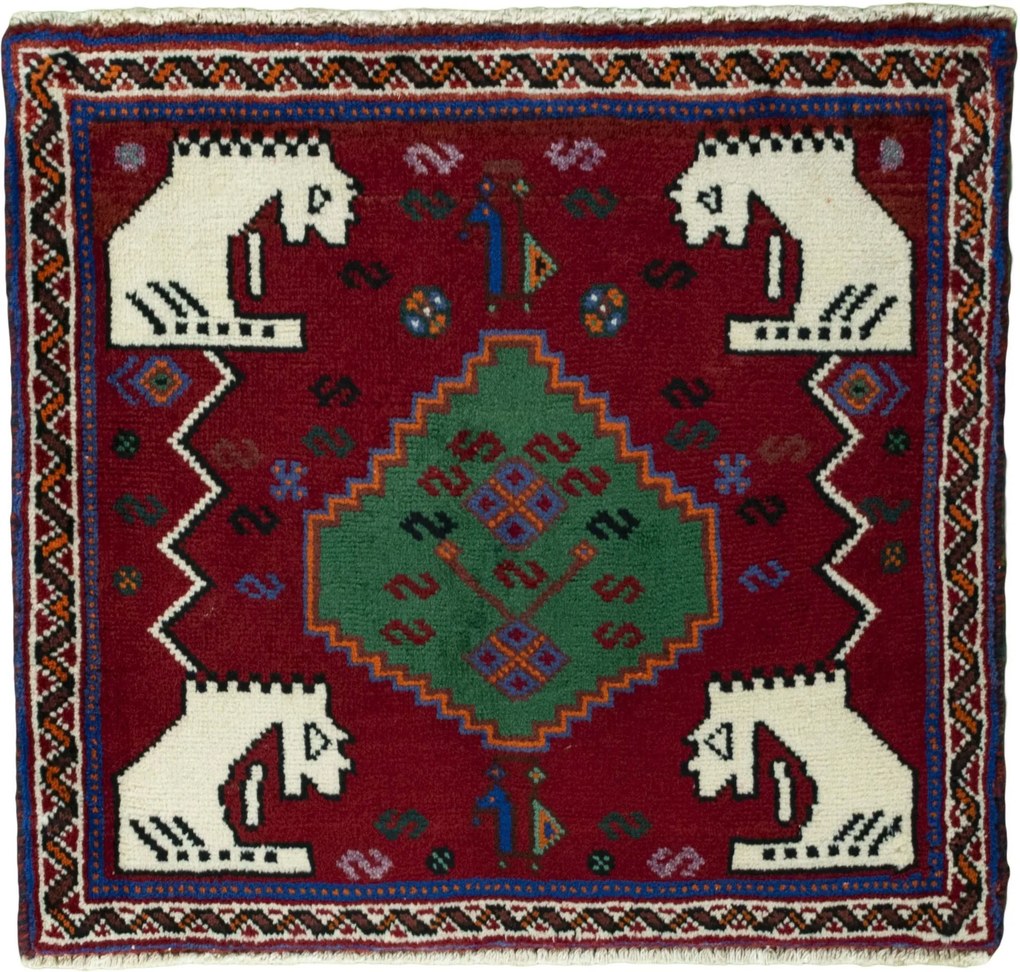 Shiraz Tappeto persiano 70x60 Rosso (Iran) Annodato A Mano