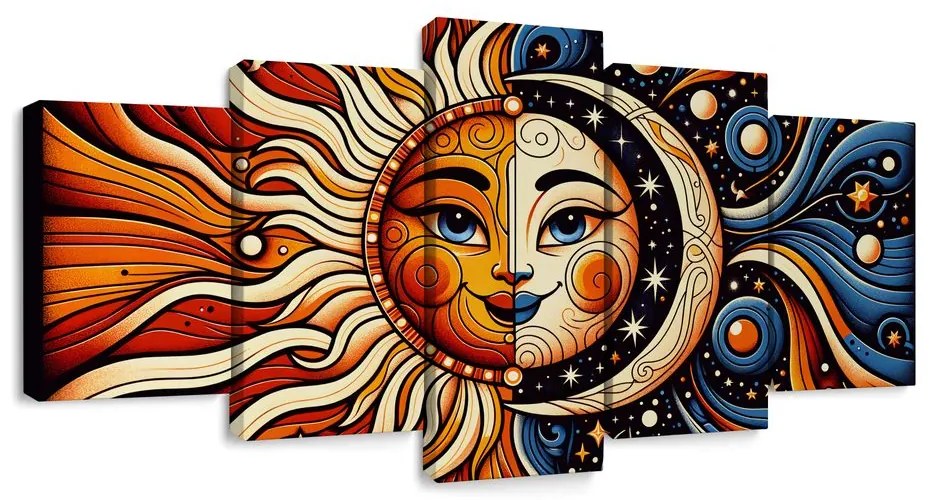Quadri 5 pezzi – Sole e luna