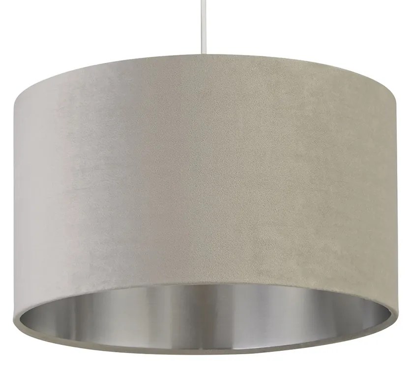 Sospensione Contemporanea Tamburo Acciaio Grigio Velluto Grigio 1 Luce D38Cm