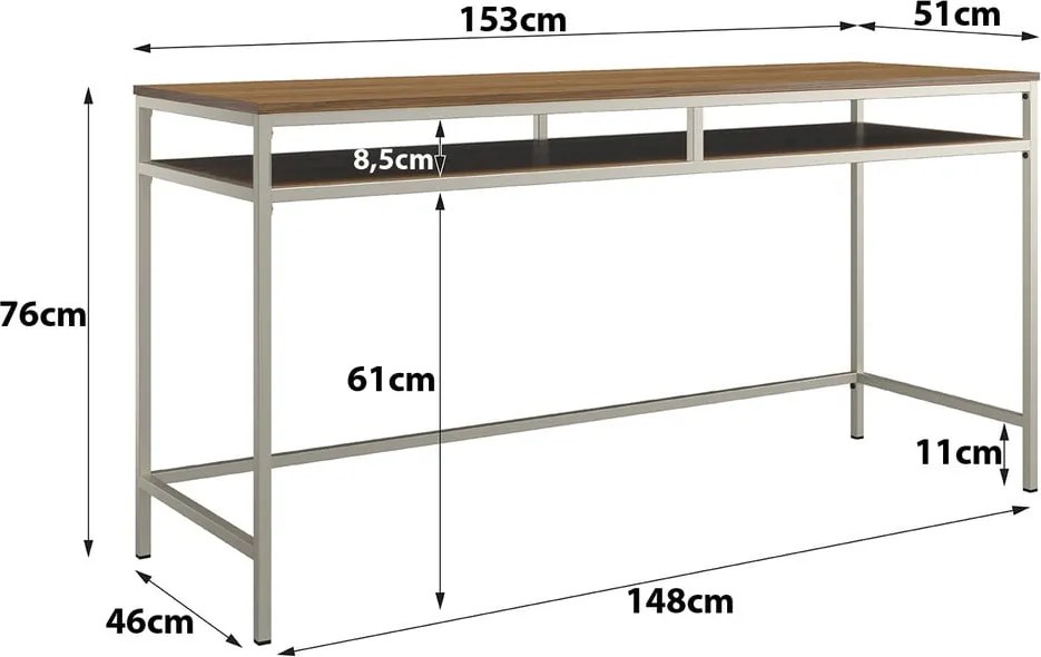 Scrivania 51x153 cm Bradford - Støraa